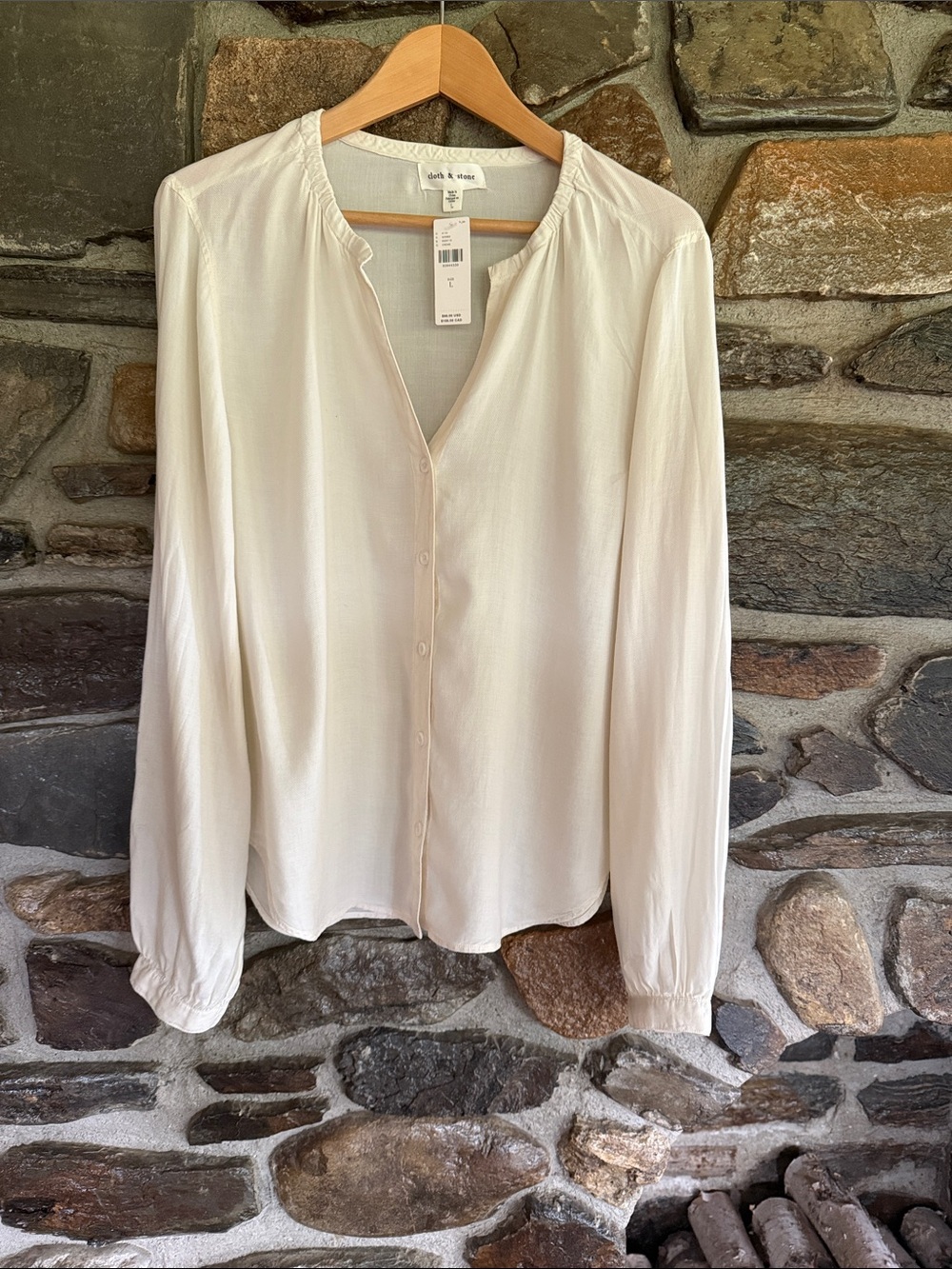 cloth & stone Ivory Button-Front Long Sleeve Blouse